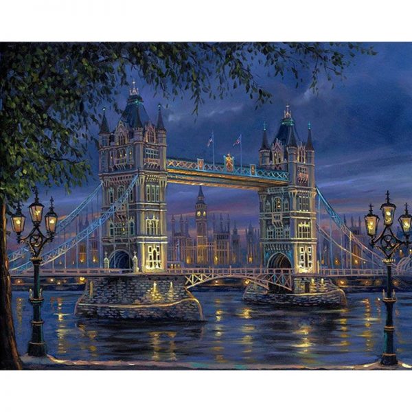 Pictura pe numere 40 x 50 cm cu rama de lemn Tower Bridge