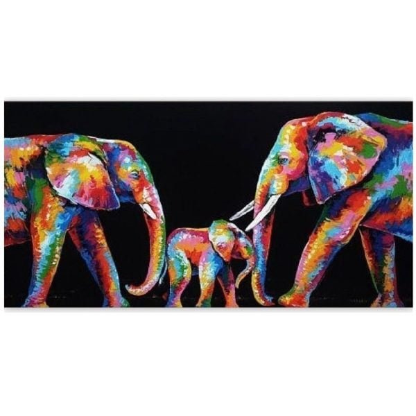 Pictura pe numere 40 x 50 cm familie elefanti