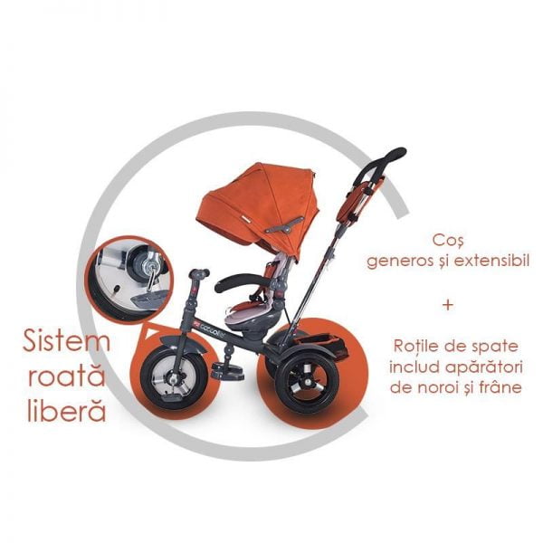 Tricicleta multifunctionala Coccolle Giro Plus Rosu 11